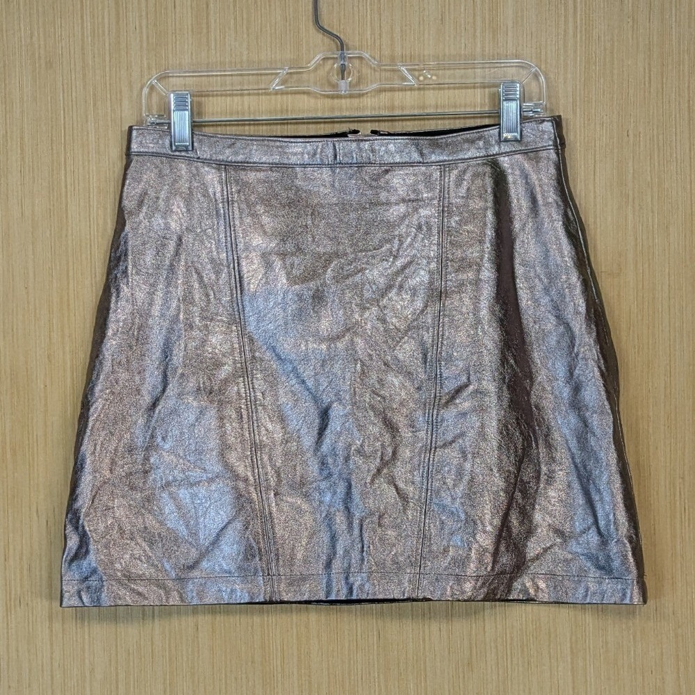 Abercrombie & Fitch‎ Womens Bronze Metallic Faux Leather Mini Skirt Medium
